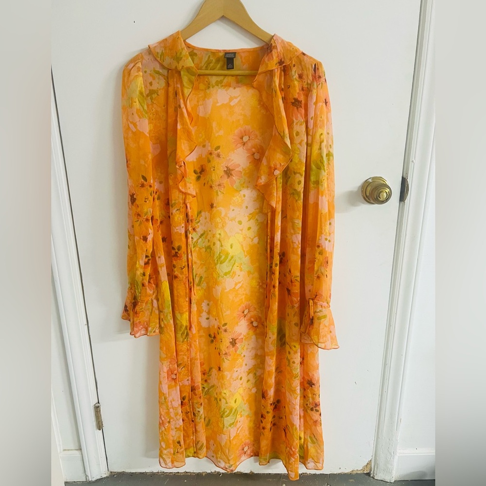 Wild Fable Floral Print Duster Sheer Festival Fairy 60s Swim Cover Whimsical XS - Picture 3 of 9